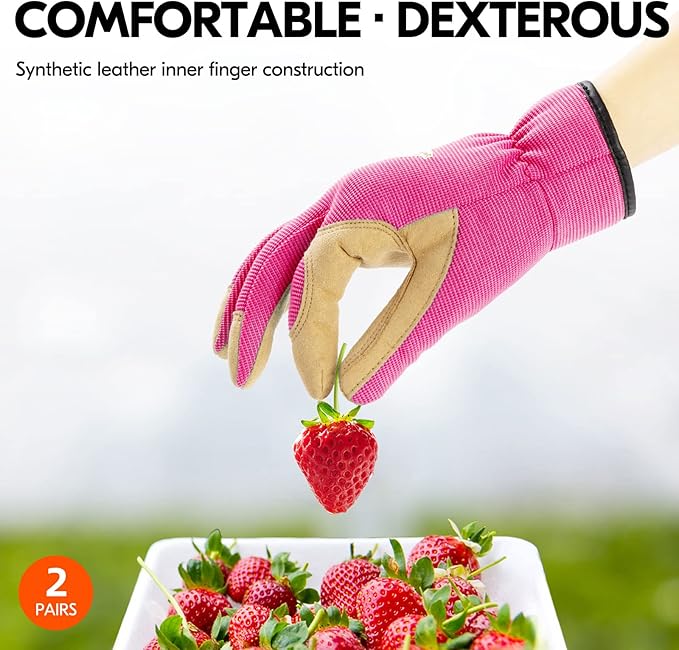 Vgo... 2Pairs Age 6-7 Kids Gardening, Lawning, Working Gloves(Size L, 2Colors, KID-SL7362)