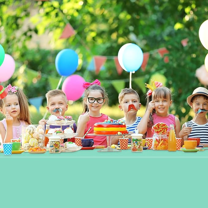3 Pack Light Aqua Tablecloth, Rectangular Plastic Table Cloths for Parties Disposable, 54x108 in Waterproof Tablecloth for Birthday Party Baby Shower Picnic Valentines