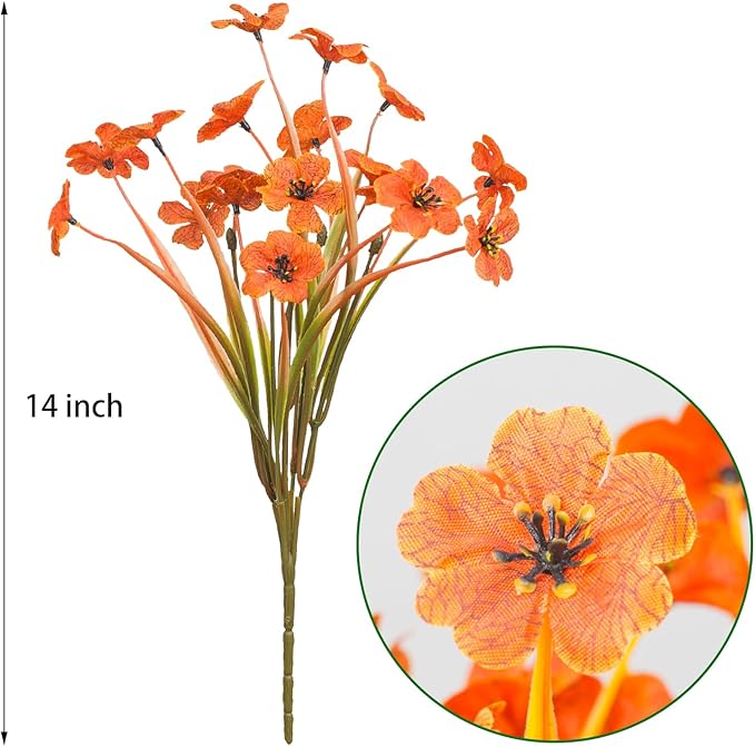21 Bundles Outdoor Artificial Flowers UV Resistant Fake Silk Flowers No Fade Faux Plastic Plants Garden Porch Window Box Decoration(Autumn Orange)