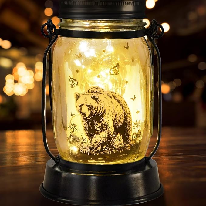 kyoryuger Bear Gifts for Women/Men Bear Lovers Solar Lantern Mom Birthday, Mothers Day, Solar Garden Decoration Outside for Yard, Patio,Backyard,Porch, Torches