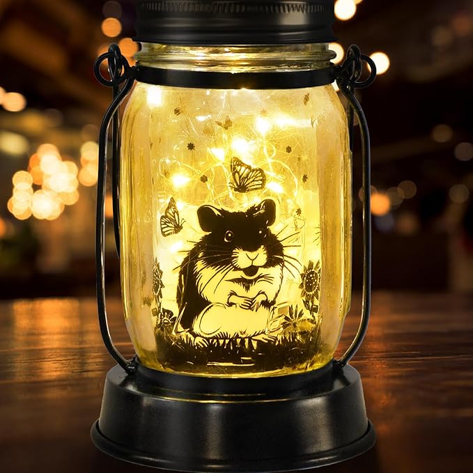 Hamster Gifts for Women/Men Hamster Solar Lanterns Mom Birthday Present Lantern Pet Loss Pet Memorial Lights Solar Garden Decoration Outside for Yard, Patio,Backyard,Porch Torche