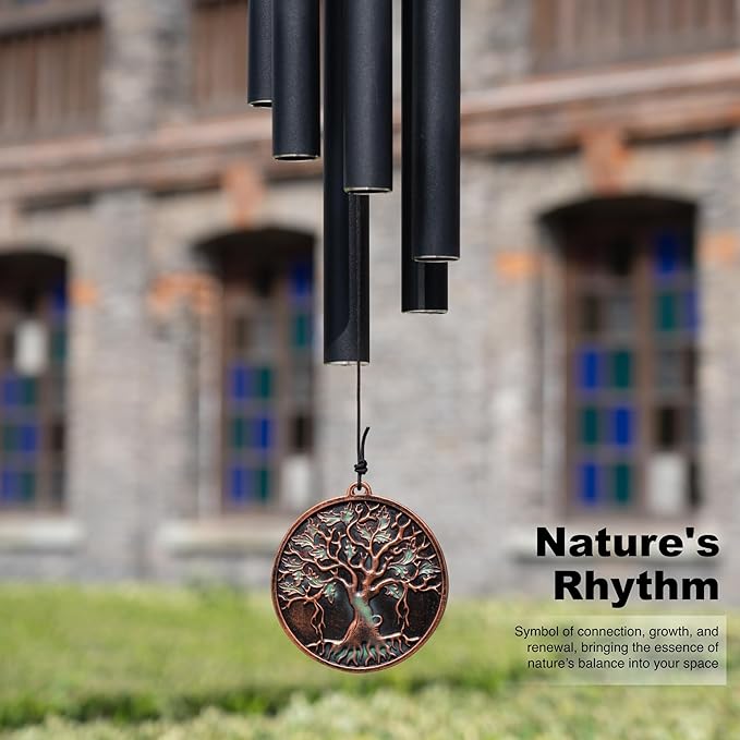 Vanquer Large Wind Chimes for Outside Deep Tone - 46'' Wind Chimes Outdoor Clearance, Memorial Windchimes, Sympathy Gift, Outdoor Décor, Patio, Home Décor, Vintage Black (46" Tree of Life)