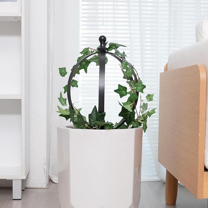 Metal Garden Trellis - 12.6" x 17.5" Durable Black Powder Coated Obelisk for Climbing Plants, Ideal for Roses, Vines, and Flowers - Easy Assembly for Indoor & Outdoor Use