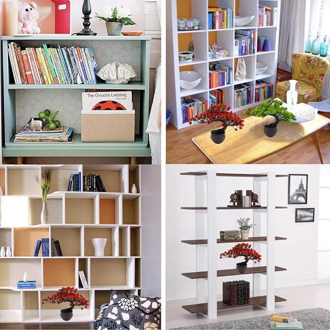 Artificial Plants Artificial Bonsai Juniper Tree Potted Faux Japanese Pine Bonsai Simulation Zen Garden Fake Plant Artificial Bonsai Tree for Home Office Showcase Indoor Décor Desktop Display