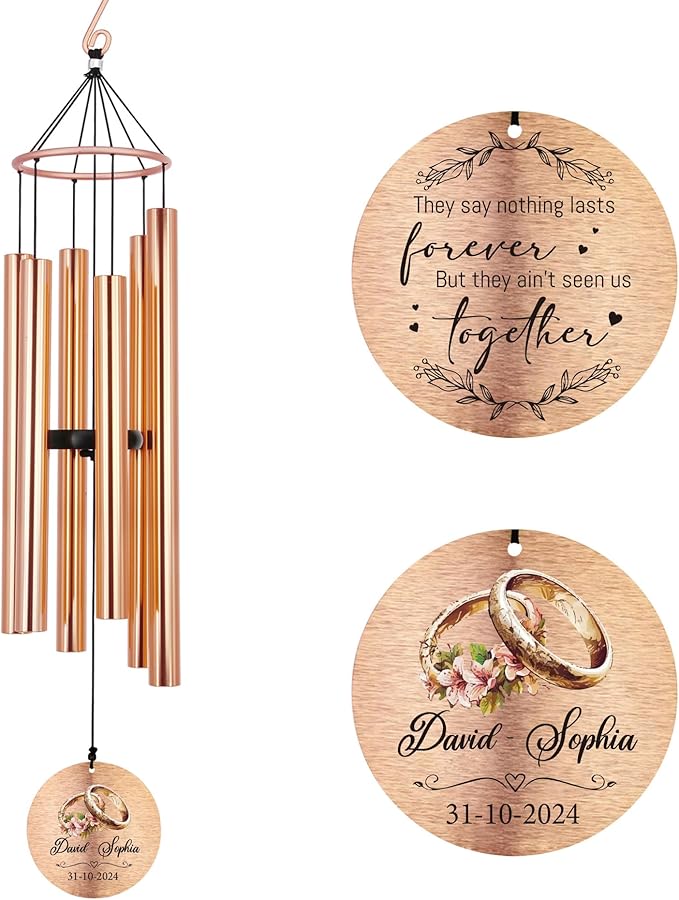 Personalized Wedding Gifts Wind Chime, Wedding Gift for Newlywed Couple 2025, Bridal Shower Gifts for Guests, Celebrate Bride Groom Husband Wife Engagement Gift Anniversary, 36inch and 42inch