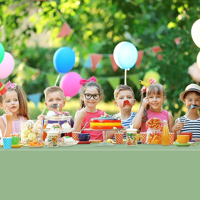 2 Pack Rectangular Sage Green Tablecloth, Sage Green Plastic Table Cloths for Parties Disposable, 54x108 in Waterproof Camping Tablecloth for Birthday Party Baby Shower Picnic Valentines