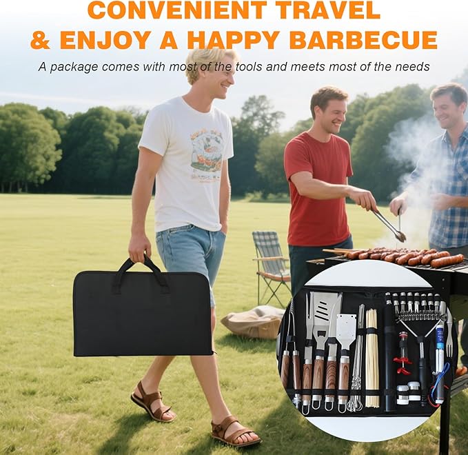 137PCS Griddle Accessories Kit for Blackstone– Stainless Steel Grill Tools for Outdoor Grill with Carrying Bag, Meat Thermometer, Grill Mats for Camping, Backyard & Gifts, BBQ Utensils for Men Women