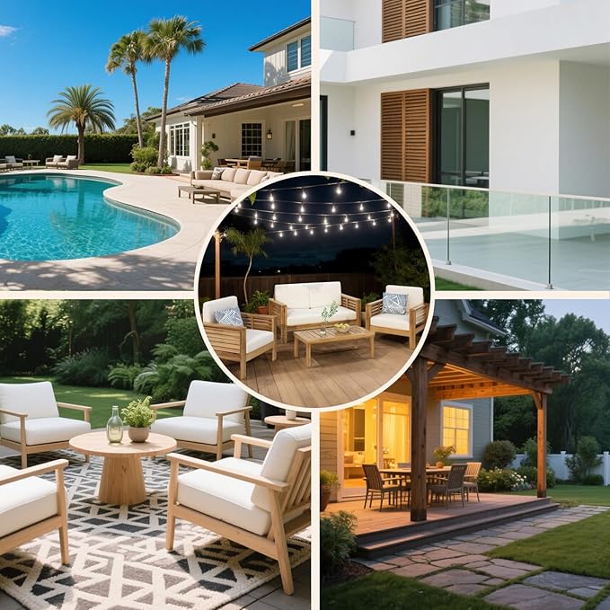 2-Piece Patio Furniture Set: Outdoor Acacia Wood Patio Furniture Set with Loveseat & Coffee Table with Premium Cushions, Durable Conversation Set for Backyard, Garden (2, Brown)