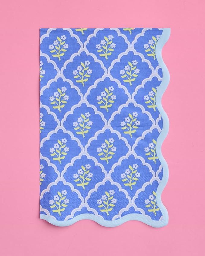 xo, Fetti Coastal Wavy Floral Napkins - 3-ply, 24 pcs | Bachelorette Decorations, Birthday Supplies, Flower Baby Shower, Cocktail Decor, Garden Party Setting, Spring Tableware