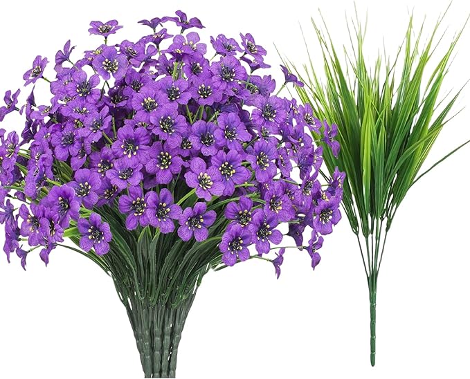 16pcs Outdoor Artificial Flowers UV Resistant Fake Flowers Bulk Artificial Flowers for Decoration Faux Silk Flowers for Garden Porch Window Box Hanging Planter Decorating