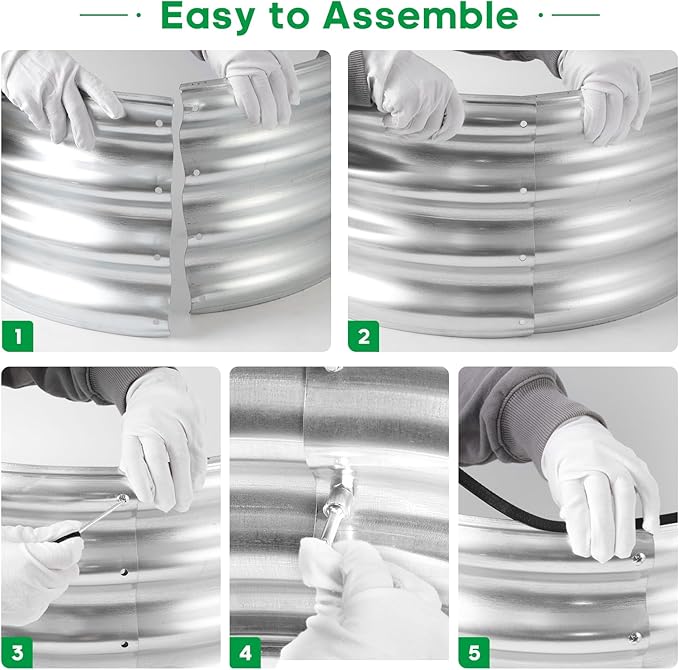 JERIA 2 Pcs 6×3×1ft Oval Raised Garden Bed,Galvanized Raised Garden Bed Kit Outdoor Metal Gardening Planter Box for Vegetable, Fruits, Flower,Herbs