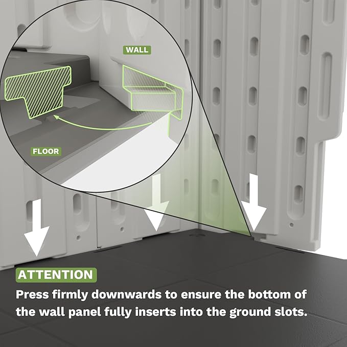 Patiowell 8 x 6 FT Plastic Outdoor Storage Shed with Floor, Resin Shed with Window and Lockable Door for Garden, Backyard, Tool Storage Use, Easy to Install in Beige (Kick-it Shed)
