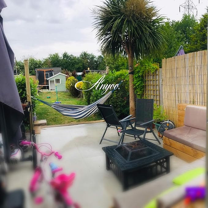 ANYOO Cotton Hammock Portable Camping Hammocks for Hanging Sturdy Garden Comfortable Fabric Hammock with Tree Straps Up to 660lbs with Travel Bag for Camping Outdoor/Indoor Patio Backyard