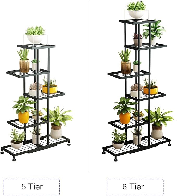 Twhep 5-Tier Iron Plant Stand - Modern Multi-Functional Shelf for Balcony & Garden