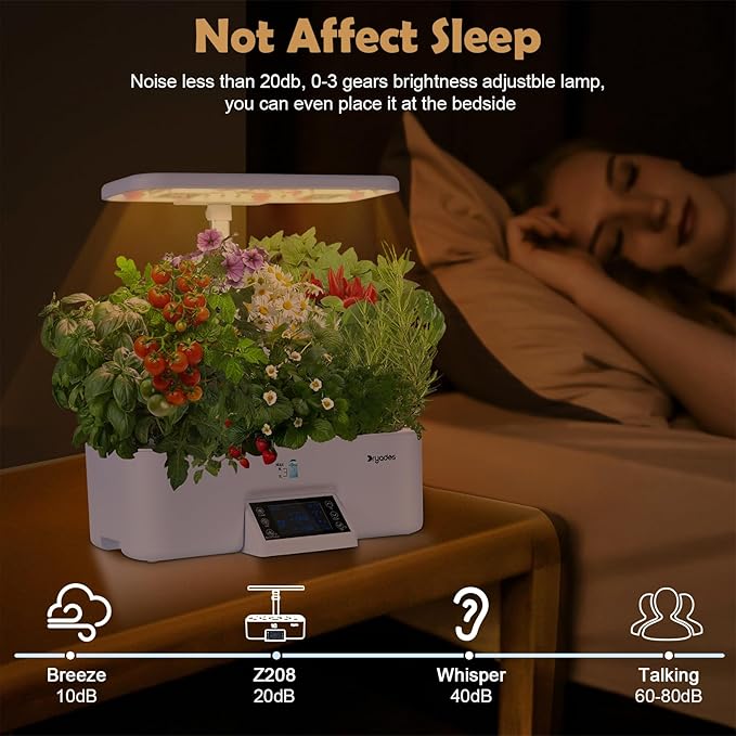 Indoor Gardening 17 Pods Hydroponics Growing System Kit Smart Lighting Setting, Herb Garden Planter with Full Spectrum Grow Light Provides Year Round Harvest - White