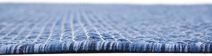 Unique Loom Collection Casual Transitional Solid Heathered Indoor/Outdoor Flatweave Area Rug (5' 3" x 8' Rectangle, Blue/Navy Blue)