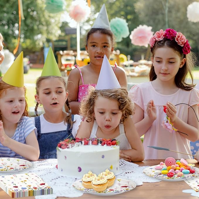 40Pcs Wildflower Party Supplies for 20 Guests - Floral Tableware Plates and Napkins for Kids Baby Shower Fresh Wildflower Dinnerware Birthday Party Decorations