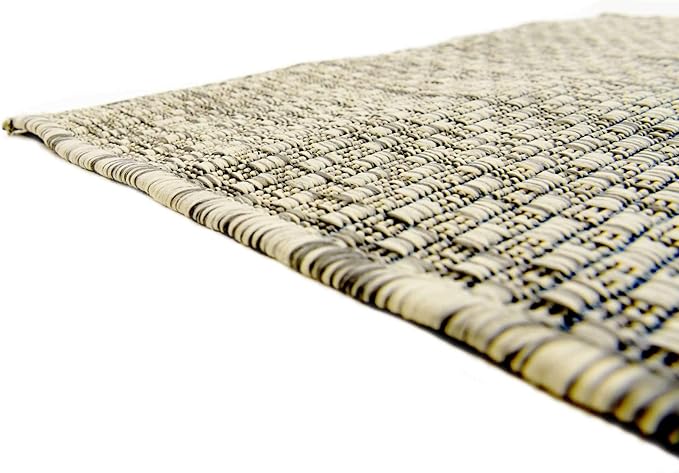 Unique Loom Collection Casual Transitional Solid Heathered Indoor/Outdoor Flatweave Area Rug (2' x 6' 1" Runner, Light Gray/Ivory)