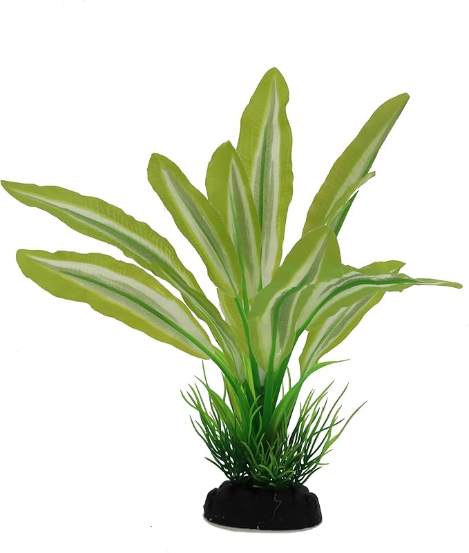 Silk Aquarium Plants for Betta Fish Tank, 2 Pcs 8 Inch Small Silk Aquarium Plant Aquatic Water Grass Decoration,Green-Yellow