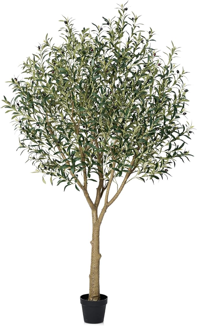 Artificial Olive Tree 7FT - Large Fake Olive Trees Indoor with 3066 Silk Leaves, Outdoor Potted Faux Plant with UV Resistant for Living Room,Office,Patio, Home Decor,VN157