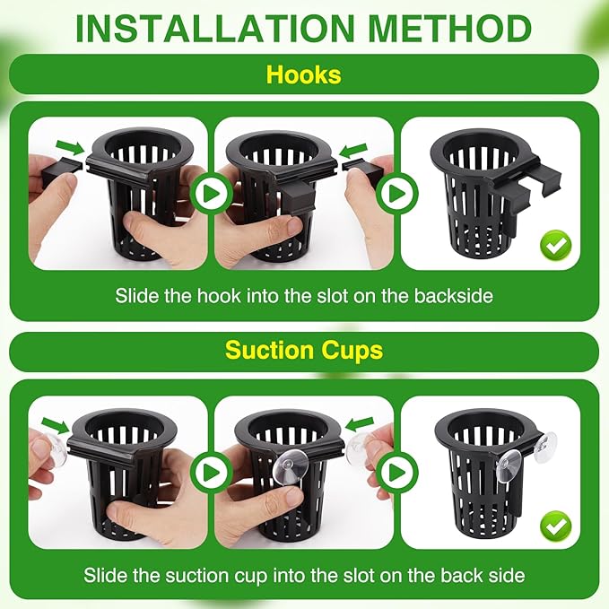 2025 New Upgraded Large Aquarium Plant Holder with 1.57-inch Extension Hooks and Suction Cups for Fish Tank Aquaponic Plant Cultivation and Aquascape Accessories Decorations (2 PCS)
