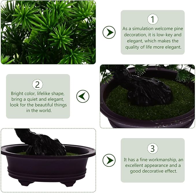 PRETYZOOM Realistic Artificial Potted Pine Bonsai Tree Fake Bonsai Plant for Room Dec