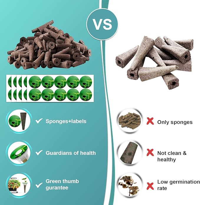 100pcs Seed Pod Kit for Aerogarden, Grow Anything Kit with 50pcs Grow Sponges, 50pcs Pods Labels, Hydroponics Pods Replacement Compatible with Hydroponics Growing System from All Brands