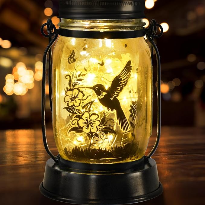 Hummingbird Solar Lantern Outdoor Garden Decor, Gifts for Women Mom Gradma Birthday Gifts, Hanging Solar Light Lawn Ornaments Home Decoration Outside for Yard, Patio,Backyard,Porch, Pathway Torch