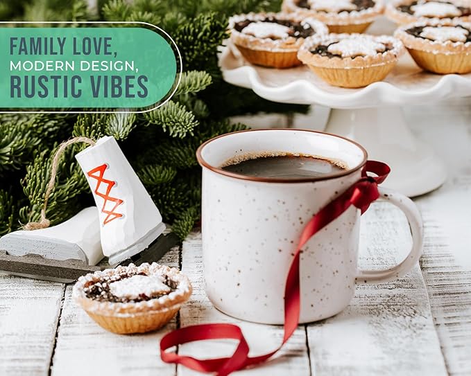 Speckled Campfire Style Mugs - Set of 6-14 oz - Cozy Colors - Coffee Cups - Camping Coffee Mugs - Ceramic - Enamel - Use for Tea/Hot Drinks