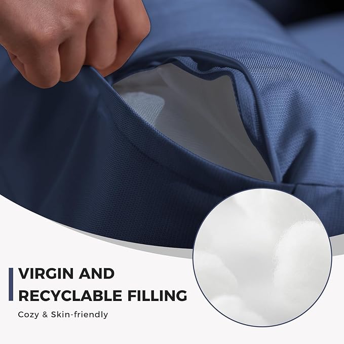 Grand patio 4-Piece Wicker Patio Furniture Set, Retro Outdoor Sectional Sofa with Water Resistant Blue Thick Cushions (Coffee Table Not Included), Brown