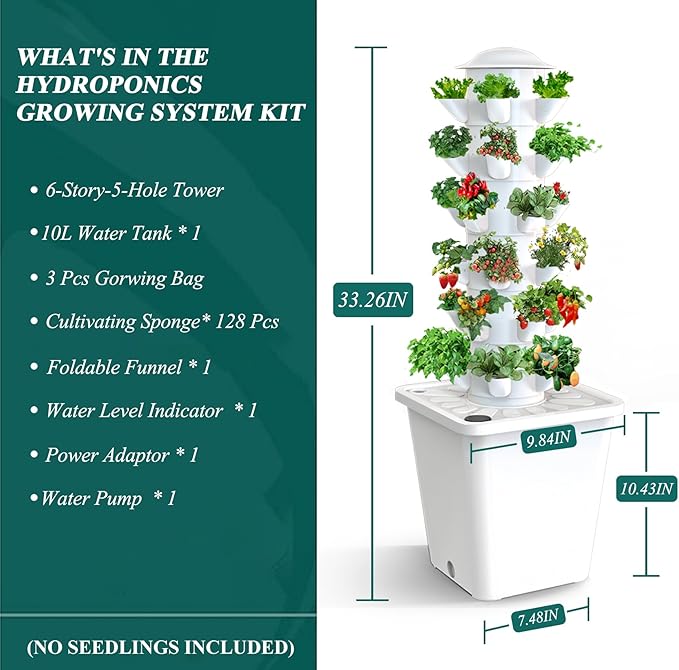 Hydroponics Growing System,Vertical Indoor Garden Planter,30 Plants Hydroponic Germination Kit for Gardening Lover