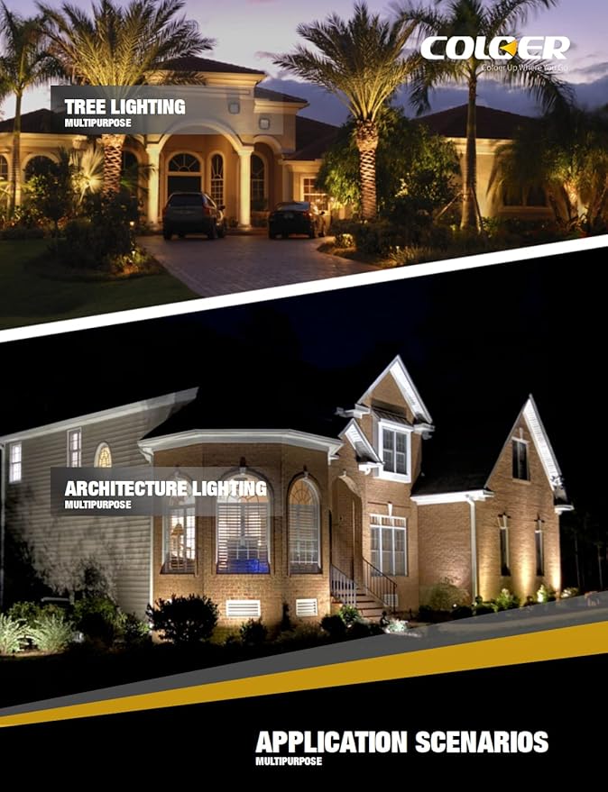 COLOER Die-cast Brass Landscape Spotlights Outdoor, 12V AC/DC Low Voltage Spotlight, IP65 Waterproof Landscape Lighting for Yard, Garden Patio Trees Spot Uplight(102B,6-Pack Without Bulb)