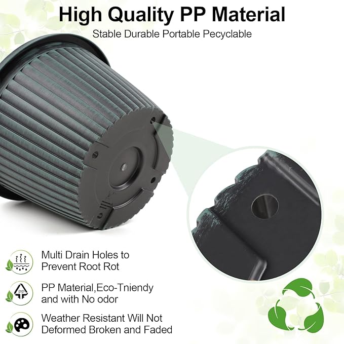 Large-Planter-Indoor-Outdoor Plant Pots, 12 inch 4 Pack Plastic Flower Pots with Saucer and Drainage Holes, Modern Garden Planters for Planting Medium Large Plants, Decorative Resin Garden Pots