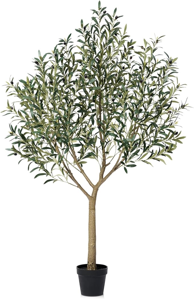 Artificial Olive Tree 6FT - Large Fake Olive Trees Indoor with 1676 Silk Leaves, Outdoor Potted Faux Plant with UV Resistant for Living Room,Office,Patio, Home Decor,VN157