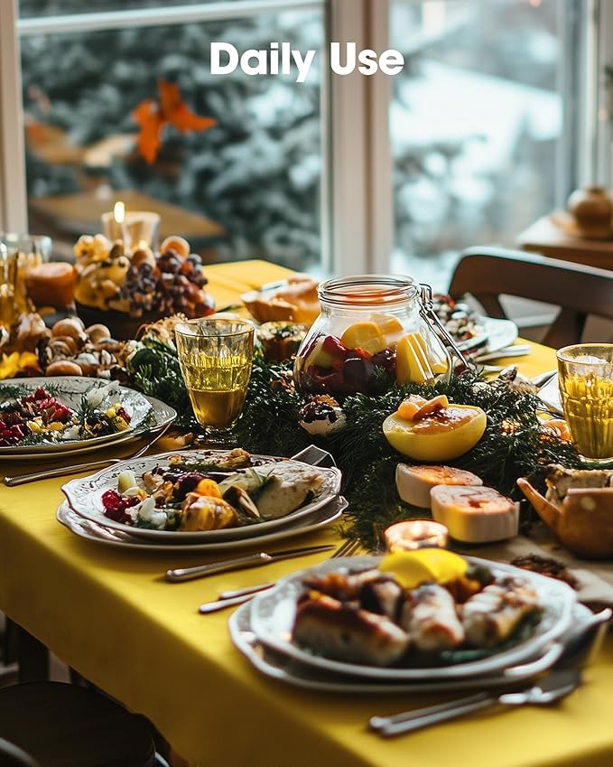 Pureegg Plastic Table Cloth Disposable 8 Pack, 54 x 108 Inch Table Cloths, Easter Party, Decorative Tablecloths, Rectangle, Lemon, Pastel Plastic Cover, Leakproof & Sturdy, Yellow