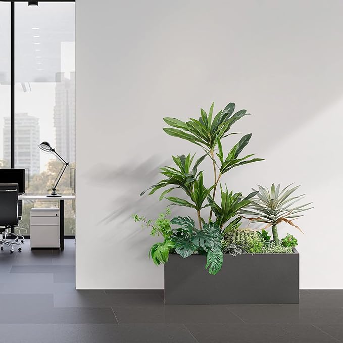 Wallowa Metallic Heavy Long and Large Outdoor/Indoor Planter Box, 38”Lx15”Wx15”H, 40Pounds, No Assemble and Seamless, Color Gray