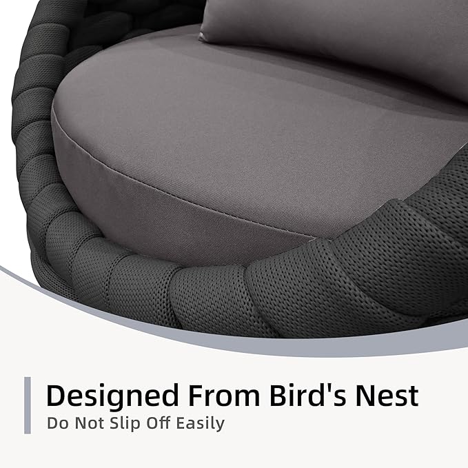 TWT Patio Furniture Set 4 Pieces Aluminum Outdoor Furniture w/27.8in Coffee Table,Patio Conversation Set with Hand Woven Polyester Rope for Backyard Garden Poolside,Dark Gray