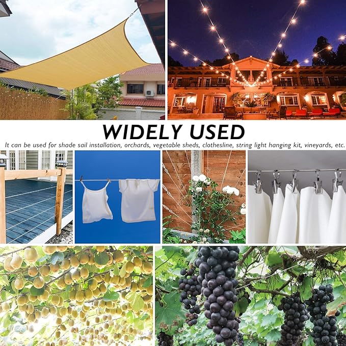 Shade Sail Hardware Kit with Ratchet Winch Wire Tensioner for Rectangle/Triangle Shade Sail Installation, 304 Grade Stainless for Garden, Outdoors (Winch + Hardware Kit + Cables)