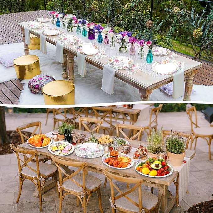 Havawish 100 Pcs Floral Paper Plates and Napkins Baby in Bloom Baby Shower Decorations Wildflower Party Supplies 12 Inch Disposable Plate 13 Inch Napkins Garden Dinner Tableware for Wedding Bridal