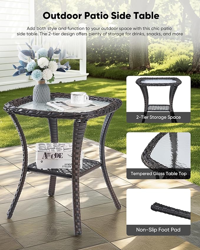 7-Piece Outdoor Wicker Patio Furniture Set with Swivel Glider Chairs,Loveseat, Coffee Table & Ottomans 5” Olefin Cushions Ergonomic Neck-Lumbar Backrest All-Weather Rattan for Garden, Deck, Porch