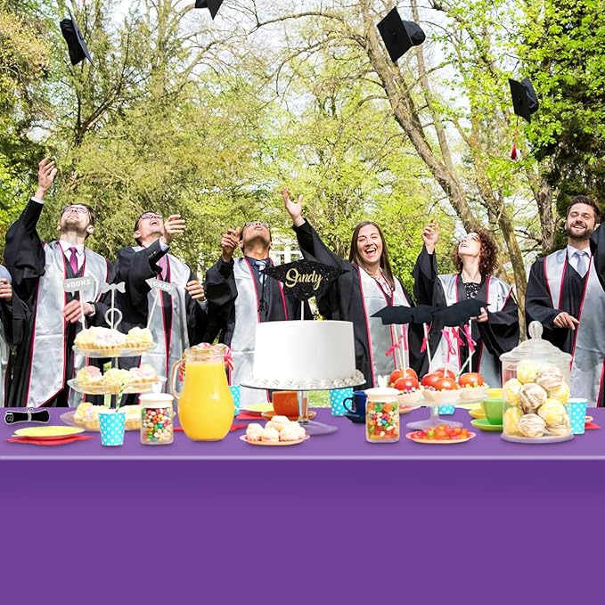 6 Pack Purple Tablecloth, Rectangular Plastic Table Cloths for Parties Disposable, 54x108 in Waterproof Tablecloth for Birthday Party Baby Shower Picnic Valentines