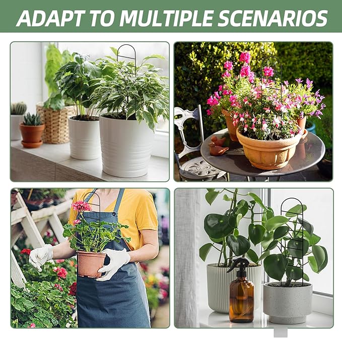 17.5 Inch Indoor Plant Trellis for Climbing Plants, Small Metal Garden Trellis for Potted Plants,Plants Accessories Hoya,Flower,Plant Support (Ladder-Metal)