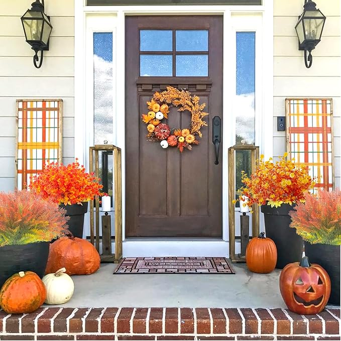 12 Bundles Artificial Fall Flowers UV Resistant Autumn Decorations for Thanksgiving Home Kitchen Room Farmhouse Floral Arrangements Indoor Outdoor