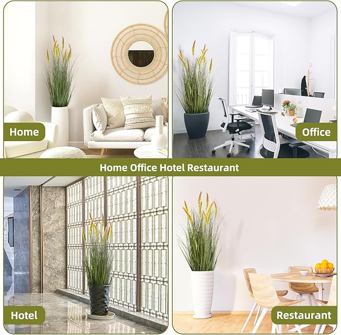 Green Onions Fake Plants,Artificial Plants Indoor, Fake Grass Decor Green Plant Fake Outdoor Flowers Fake Succulents,Artificial Tall Grass Plants with Pots House Decorative(36“ 2 Pack)