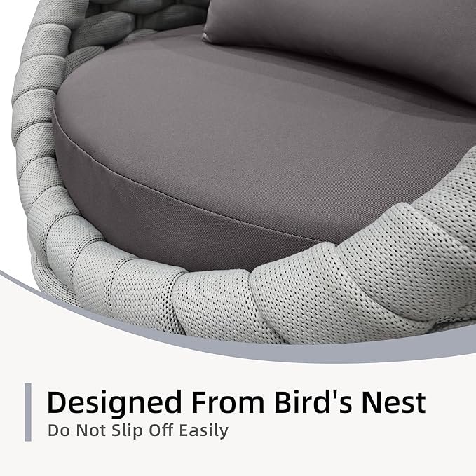 TWT Patio Furniture Set 4 Pieces Aluminum Outdoor Furniture w/27.8in Coffee Table,Patio Conversation Set with Hand Woven Polyester Rope for Backyard Garden Poolside,Gray