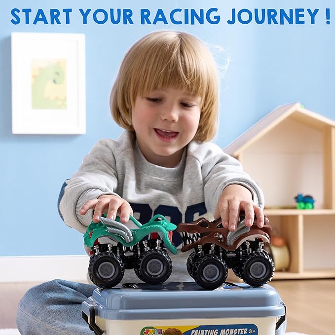 JOYIN Kids Craft Kit Build & Paint Your Own Monster Car Art & Craft Kit DIY Toy Set Make Your Own Monster Friction Powered Truck, Presents for Kids