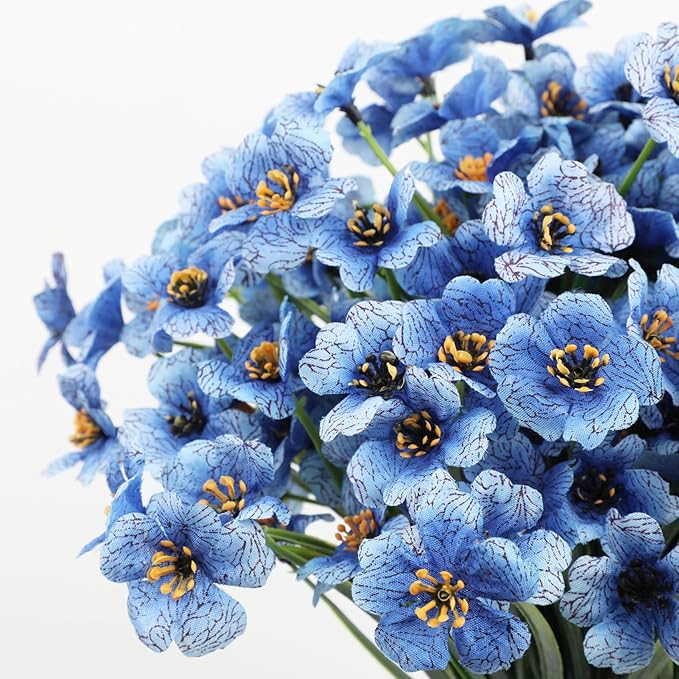 16pcs Outdoor Artificial Flowers UV Resistant Fake Flowers Bulk Artificial Flowers for Decoration Faux Silk Flowers for Garden Porch Window Box Hanging Planter Decorating