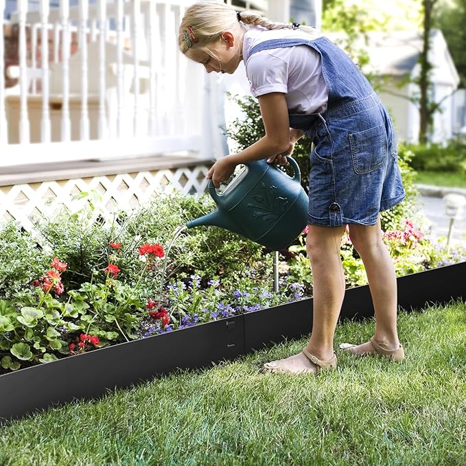 Steel Landscape Edging, 5 Packs 39 x 3.8 in Rust-Resistant Metal Landscape Edging, Bendable Garden Edging Border, Easy-to-Install, Flower Bed Yard Pathway Divider Black