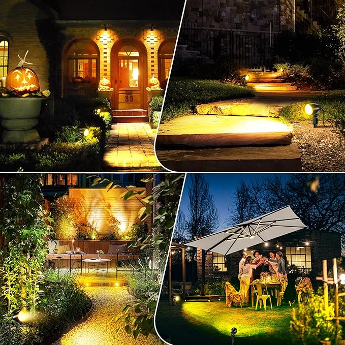 20W Outdoor LED Landscape Lighting Spot Lights Outdoor 1880LM IP66 Waterproof Landscape Lights for Pathway Patio Yard Lawn Decorative 120V US 3-Plug 2 Packs