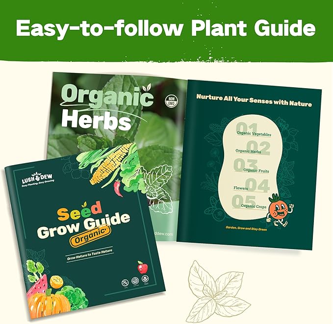 Lush&Dew Year-Round USDA Zone 4 Seed Bank, 32 Varieties Non-GMO Heirloom Seeds of Vegetables, Herbs, Gardening Gifts for Women Men, Emergency Survival Kit for Raised Garden Bed, Greenhouse